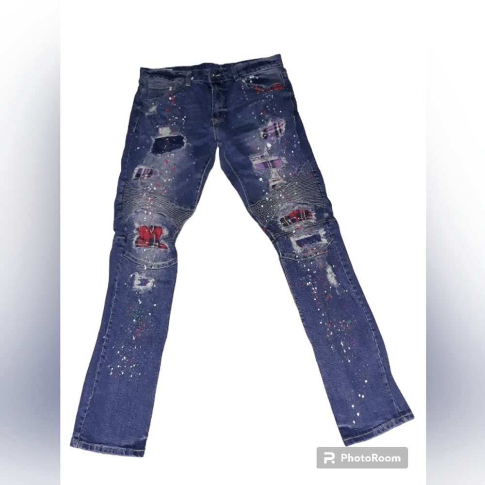 Size 36/34 smoke rise patched jeans